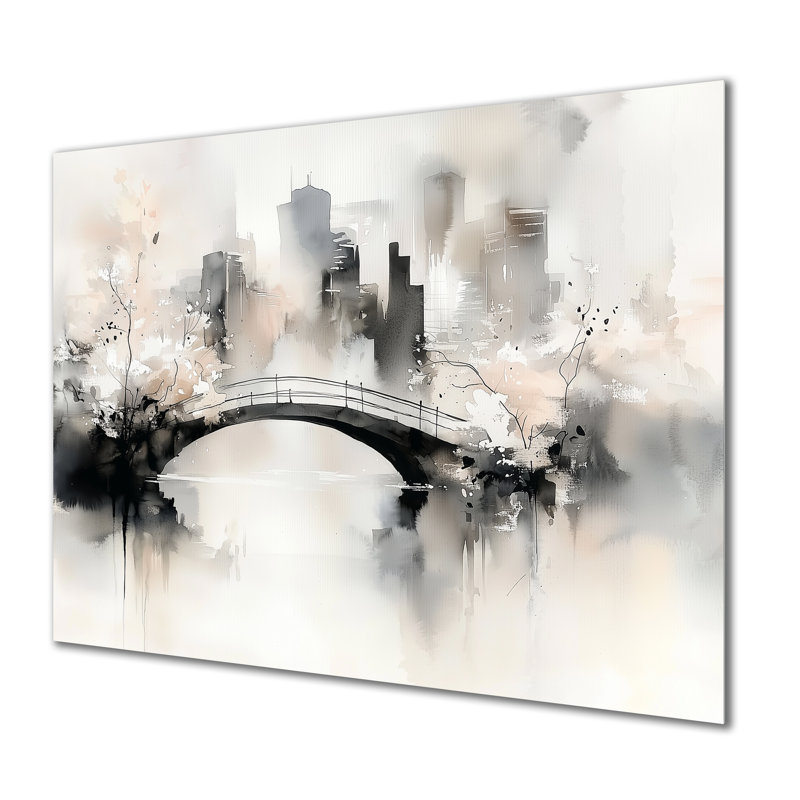 Charmant pont de la ville à Central Park I - pont, impression sur métal traditionnelle, H 16 po x l 32 po x P 0,84 po
