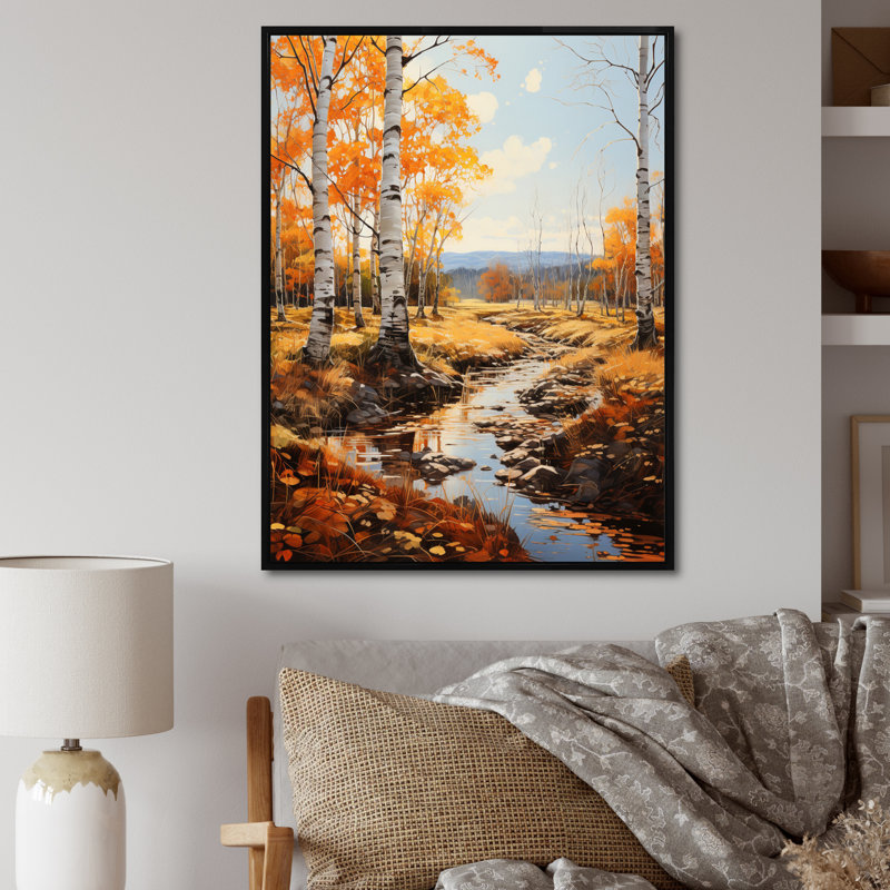 Carveth Birch Woods Autumn Sonata II, reproduction d'art sur toile encadrée, H 32 po x l 24 po x P 1 po, Cadre flottant noir