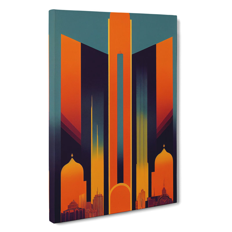 Art Deco City Skyline No.2 - Wrapped Canvas, 76cm H x 50cm W x 3cm D