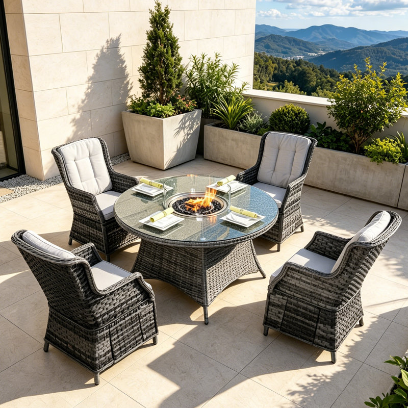 Ensemble repas pour 4 personnes avec table ronde