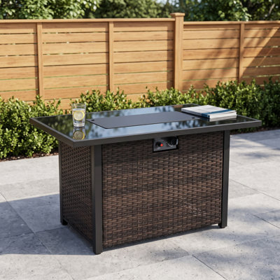 Table de foyer d'extérieur au propane 44 "avec pare-vent en verre trempé, 44 000 BTU