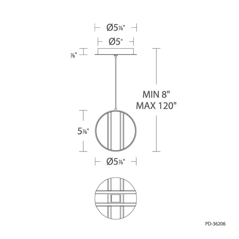 Luminaire suspendu sphérique à 1 lumière Carillion, Laiton vieilli