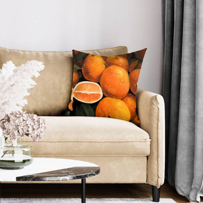 Fresh oranges - 20"x20" Throw pillow - Poly twill - Print on demand