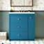 Meuble-lavabo moderne 30 po - Armoire bleue avec lavabo en céramique et quatre tiroirs pour une détente fonctionnelle et pratique