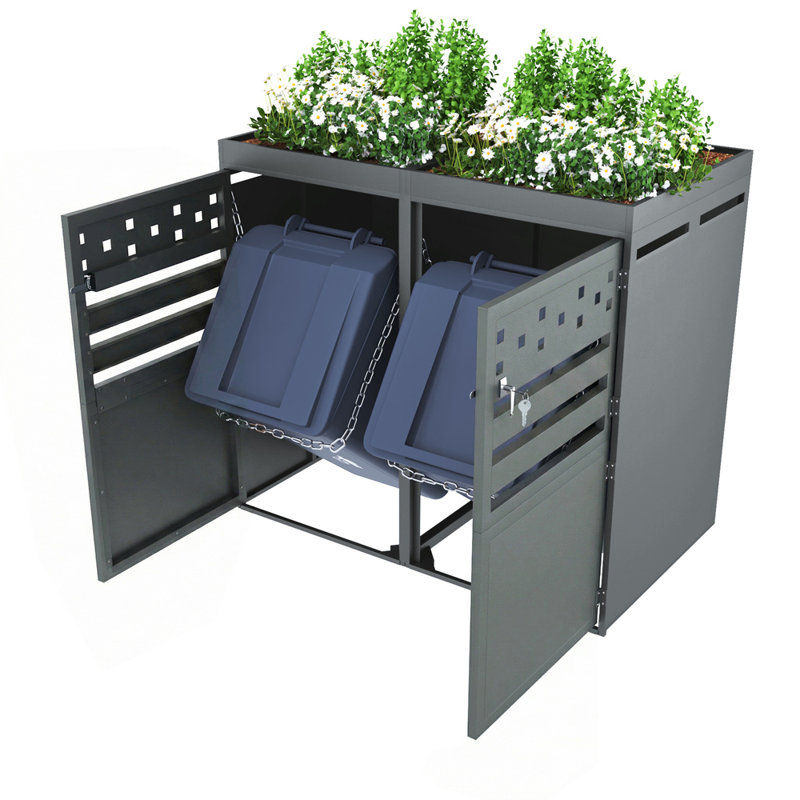 Garbage Can Enclosure with Two Door, Storage Box for Bins