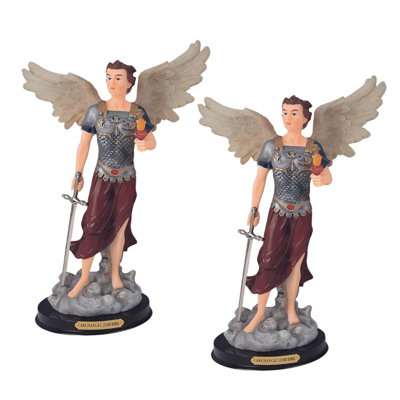 "Ensemble de 2 pièces" ICE ARMOUR 12 "H Archangel Jehudiel Statue Saint Jegudiel L'Ange du travail Figurine Statue Figurine Ornement Décoration de la maison / de la pièce et idées de cadeaux parfaits pour le réchauffement de la maison, les Fêtes et 