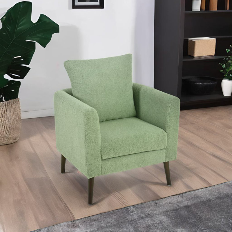 Fauteuil demi-tonneau en tissu Teddy, Ours en peluche vert