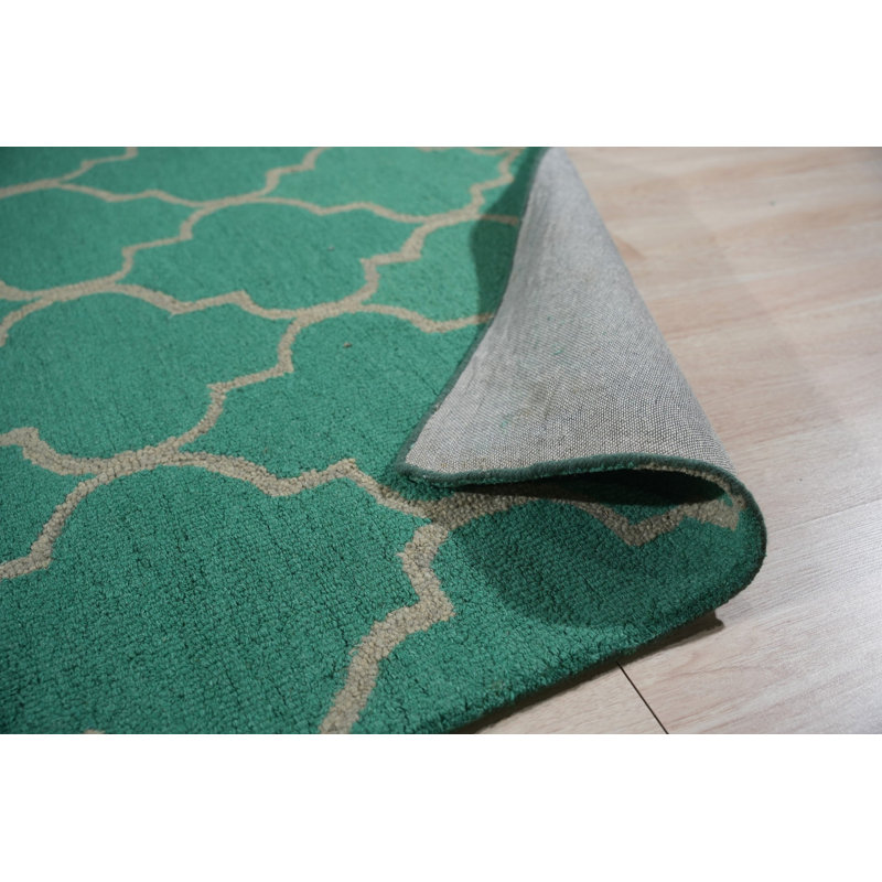 Light Green Hand-Tufted Wool Geometric Rug by , Elegant and Stylish Area Rug for Adding a Modern Touch to Your Living Room, Bedroom, Office, or Home Décor