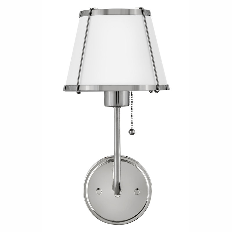 Clarke One Light Medium Wall Sconce with On/Off Pull Chain, Polished Nickel