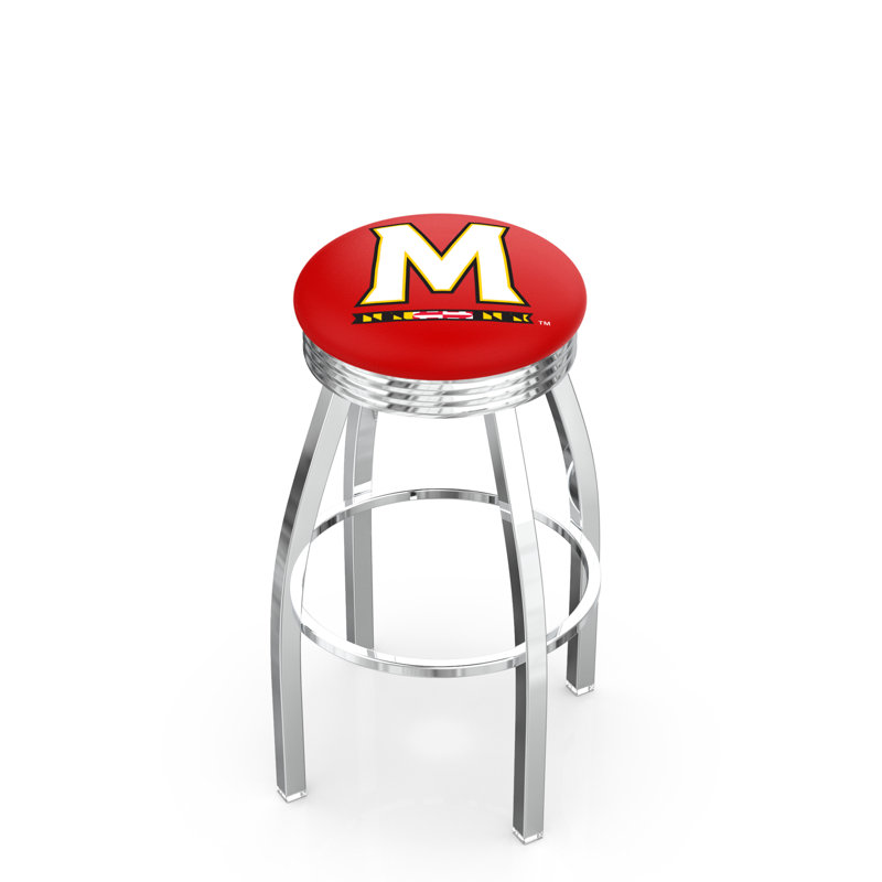 Tabouret de bar Logo Series, Tabouret de bar d'une hauteur de siège de 30 po, Noir soudé uni, Université du Maryland