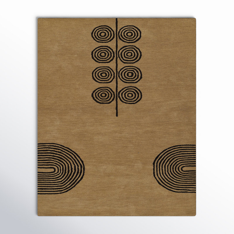 Yasi Beige Hand-Tufted Geometric Wool Rug, Runner 2'6" x 8'