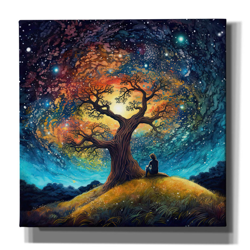 «The Enchanted Psychedelic Tree» par The Golden Valley, art mural sur toile, H 37 po x l 37 po x P 1,5 po