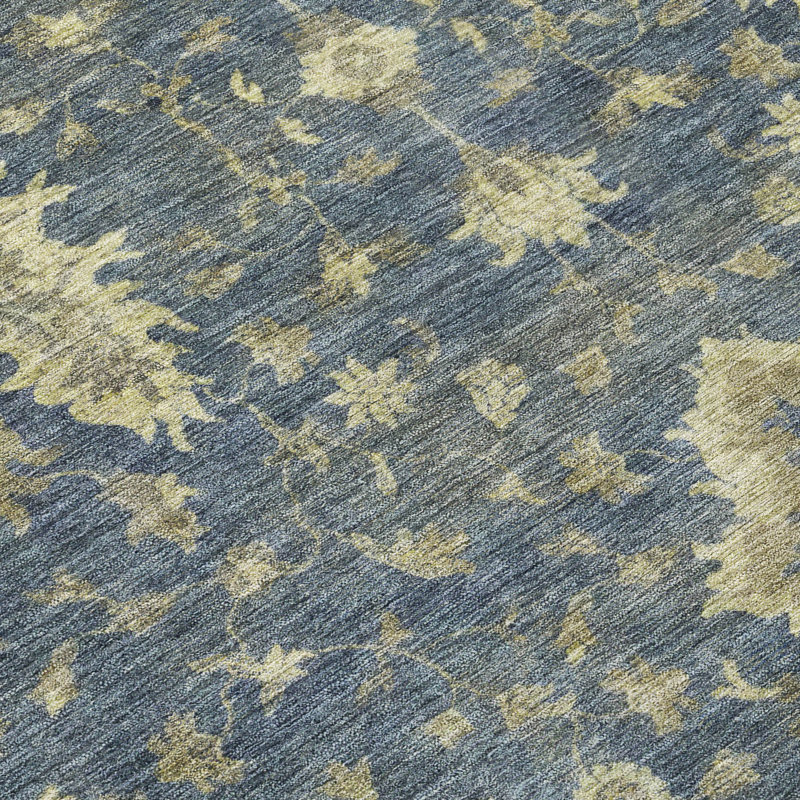 Machine Washable Indoor/Outdoor Xhevrie Blue Rug, Round 8'