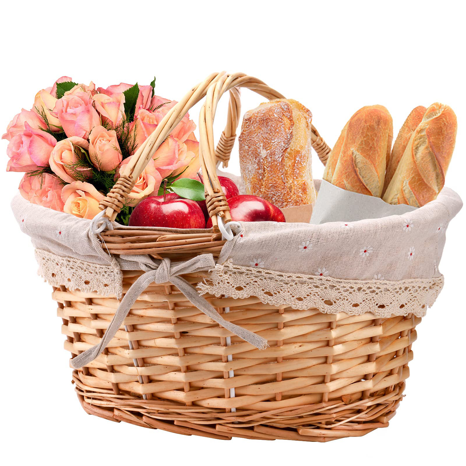 August Grove Wicker Picnic Basket, Woven Empty Easter Basket For Gifts ...