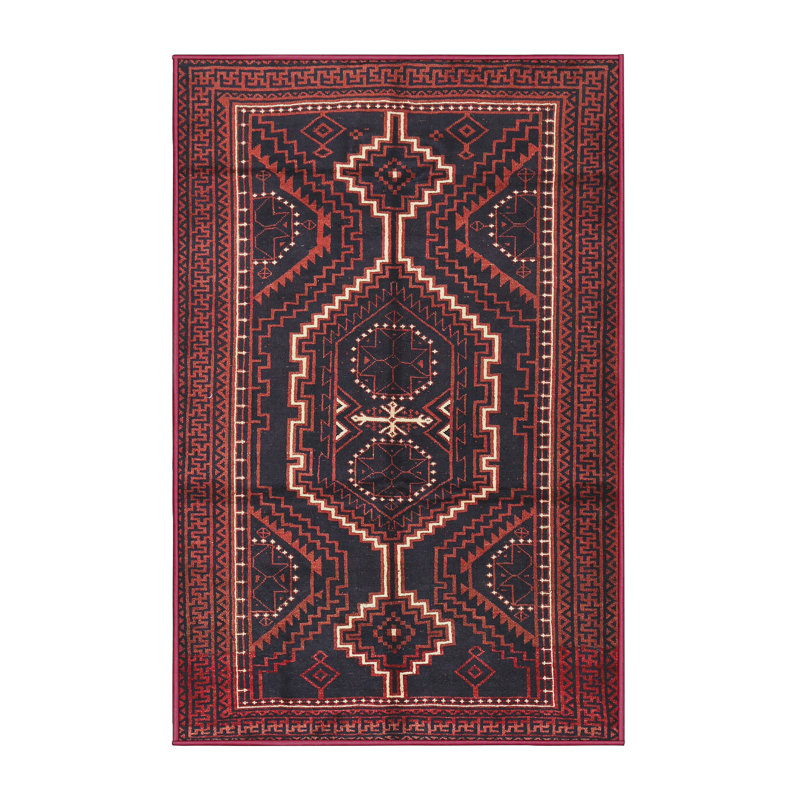 Tapis oriental multicolore tissé à la machine Oriental, Rectangle 5 pi x 7 pi