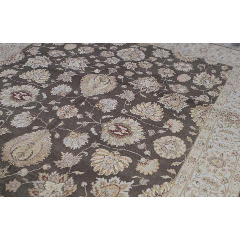 Wool Oriental Area Rug in Brown/Light Blue