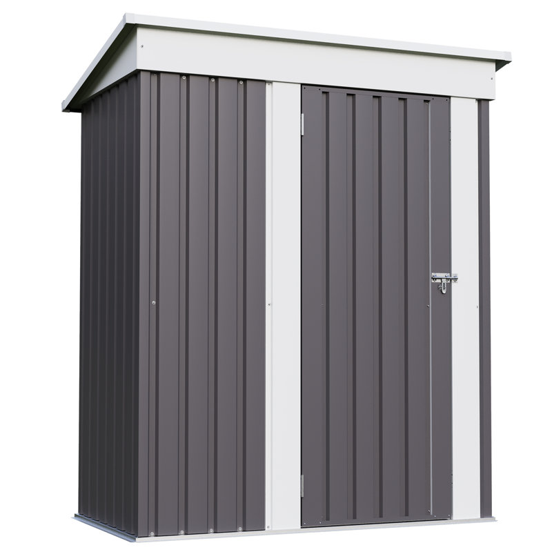 5 Ft. X 3 Ft. Outdoor Storage Metal Shed, Gray/White