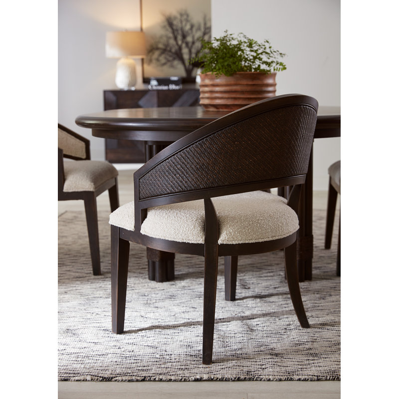 Retreat Upholstered Arm Chair, Dark Wood/Black Sand