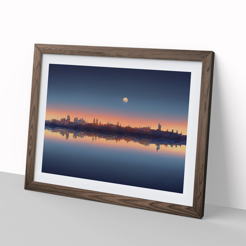 Stimulating Skyscraper Skyline - Framed Print, 46cm H x 64cm W x 2cm D, Walnut Framed