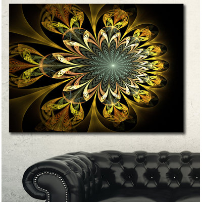 Fleur numérique jaune foncé - impression sur toile tendue