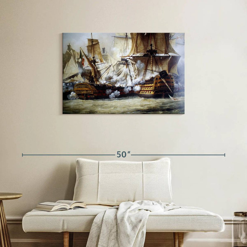 Scène de la bataille de Trafalgar, H 24 po x l 36 po
