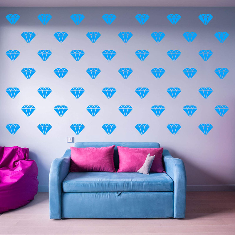 Décalcomanie murale Diamond, Bleu ciel