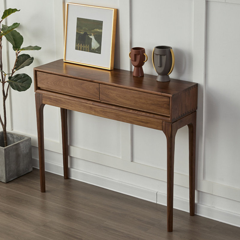 Retro-style simple brown console table, 35.4" H x 55.1" W x 13.8" D