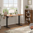 Ensemble de mobilier de bureau à domicile avec bureau assis-debout électrique réglable et bibliothèque