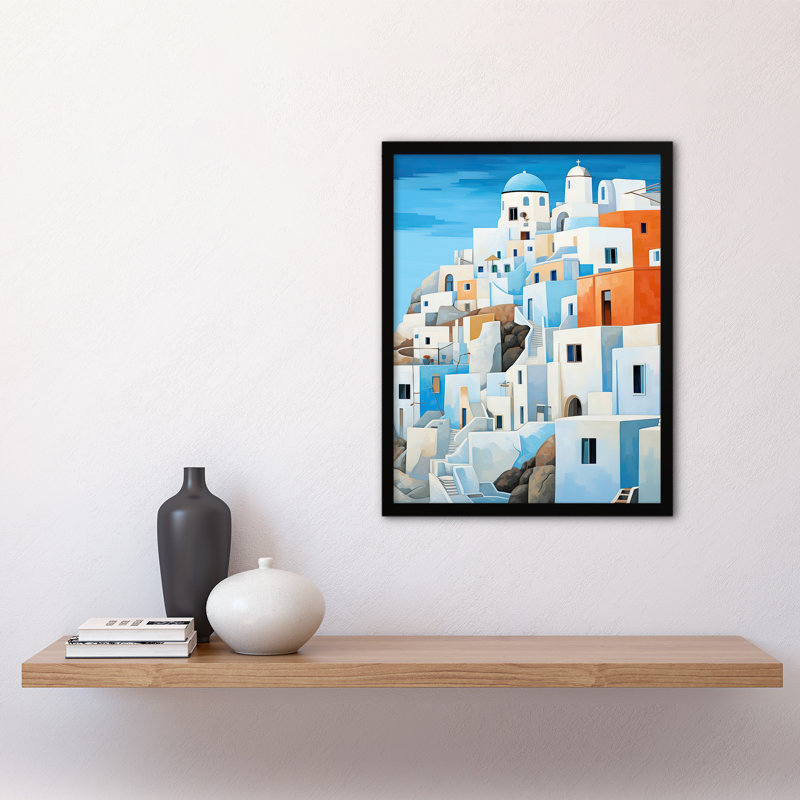 Santorini Greece Whitewashed Buildings Island Aegean Sea - Single Picture Frame Print