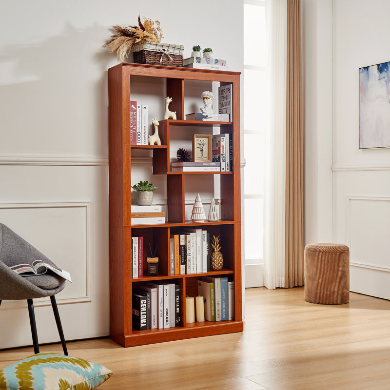 Bibliothèque à combinaison libre avec rangement multi-grille et sangles anti-basculement, Chêne foncé