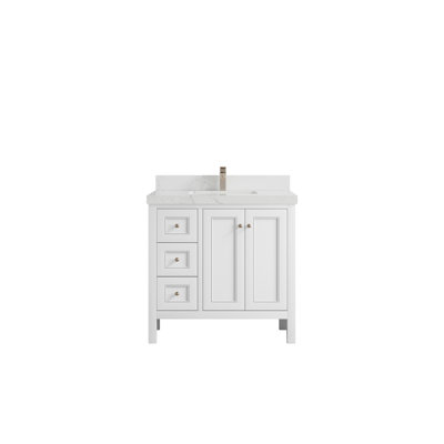 Nashville 36 In. W X 22 In. D Center Sink Bathroom Vanity In Alabaster With 2 In.