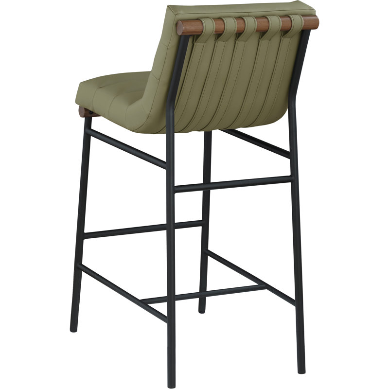 Vincentas Upholstered Counter Stool, Black Faux Leather, Counter Stool (26.4" Seat Height)