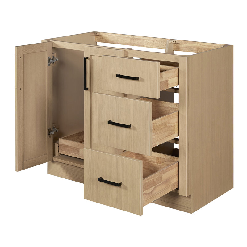   Ensemble de meuble-lavabo rectangulaire gauche avec comptoir à quartz blanc Carrare de 1,5 po Kayleigh, Rectangulaire