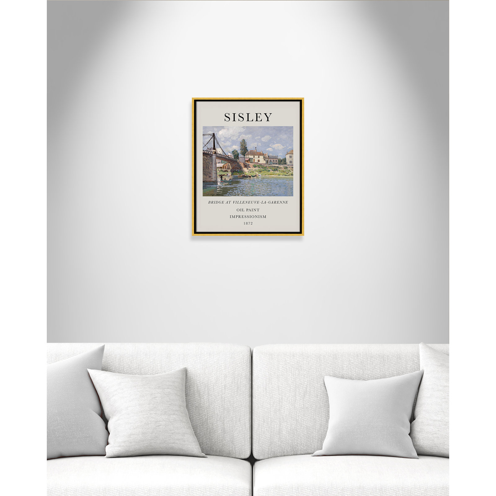 Old Masters Collection "The Bridge at Villeneuve" Print, No, 61.5" H x 41.5" W x 2" D, Gold Floater Frame