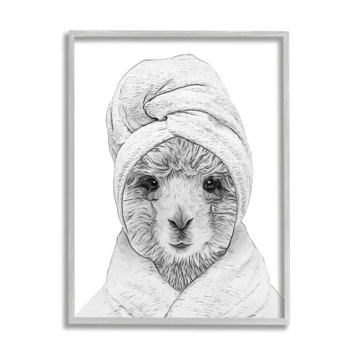 Alpaga, peignoir, animal de ferme encadré sur bois par Annalisa Latella, impression
