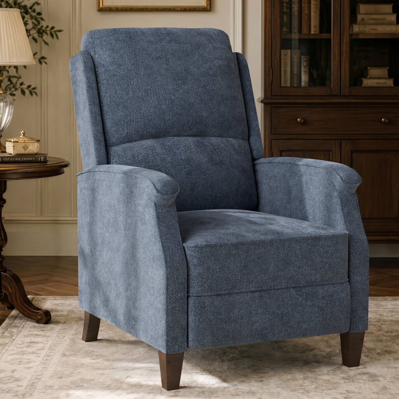 Fauteuil inclinable manuel rembourré pour le salon, Blue Chenille