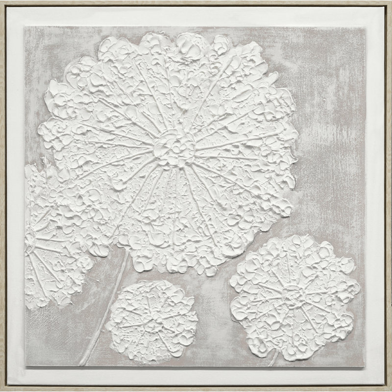 Textured Elegance I Framed Canvas Wall Art - 30" x 30" - Cream Frame