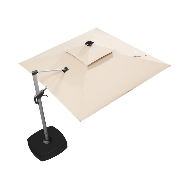 Parasol carré à DEL à énergie solaire Rohann, Beige