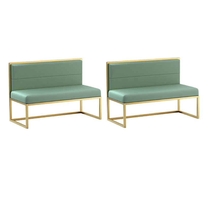 Banc rembourré simple en similicuir, Vert