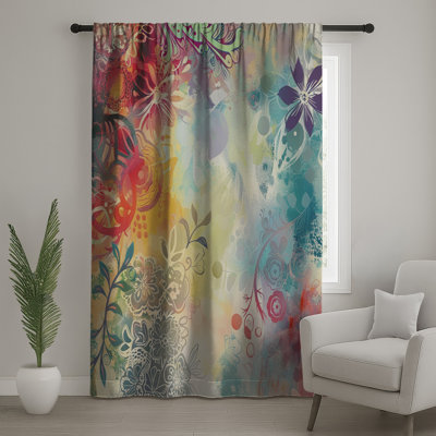 Floral Window Curtains, Art Sheer & Blockout Curtains - 1 Panel