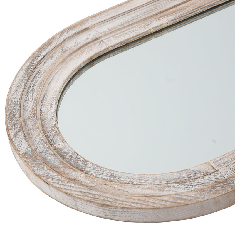 Dainah Arch Full Length Wall Mirror with Wood Frame, Weathered White, 71" x 31"
