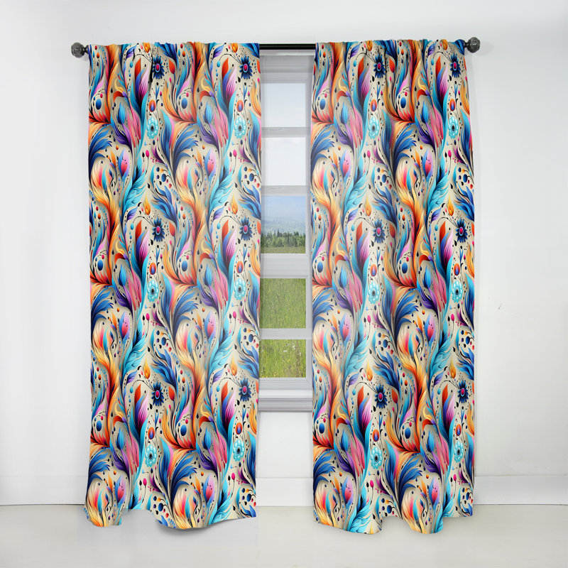 Eclectic Nomad Boho Motif III - Rideau floral - Rideau floral obscurcissant - 1 panneau, L 52 po x L 108 po