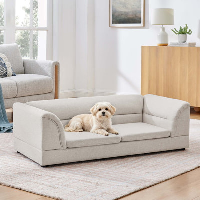 Canapé rectangulaire surélevé pour animaux de compagnie avec coussin épais pour le confort des chiens et des chats