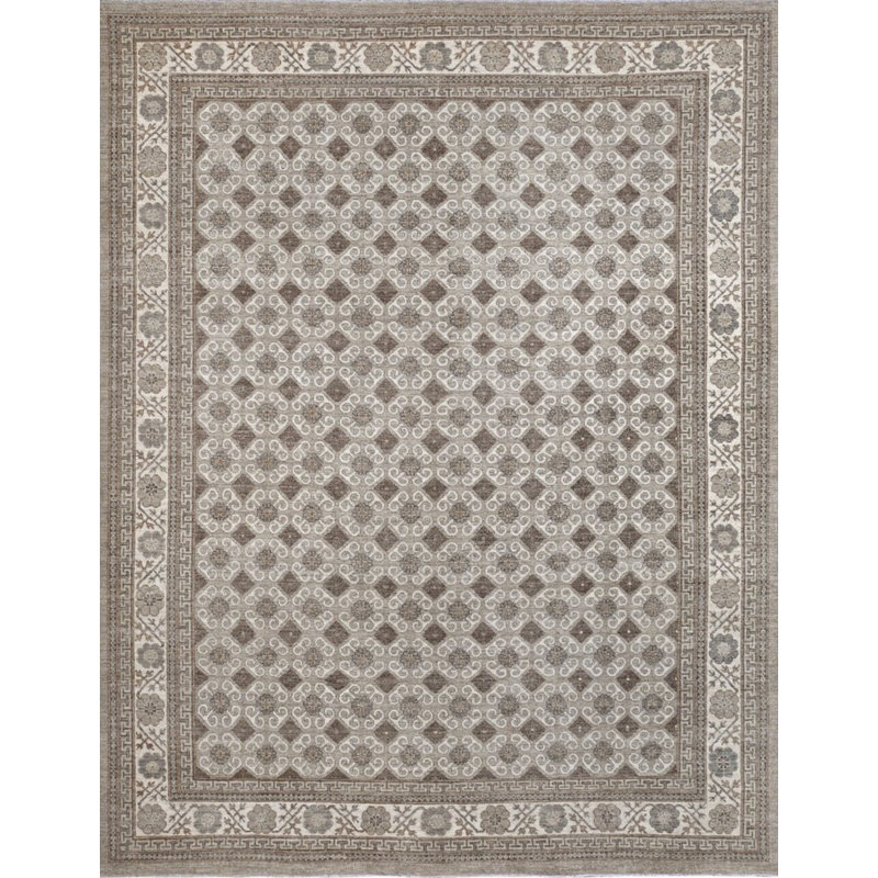 Transitional Hand Knotted Wool Geometric Area Rug
