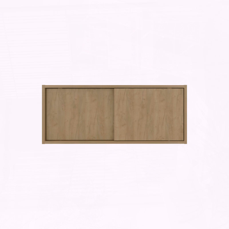 Note 32-Inch Wide Wall Storage Cabinet with Sliding Doors, Wall-Mounted, Natural Wood