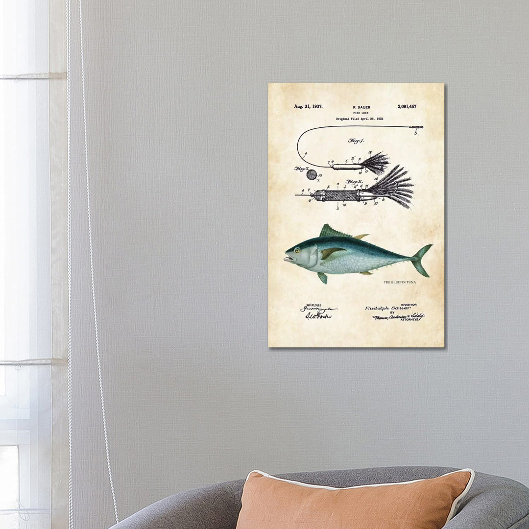 Bluefin Tuna Fishing Lure by Patent77 - Wrapped Canvas Gallery-Wrapped Canvas Giclée