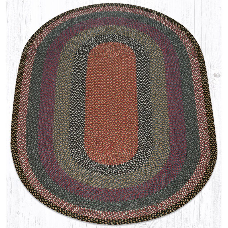  Tapis ovale tressé à la main bleu / gris / bourgogne - Accent douillet, Ovale 5 pi x 8 pi