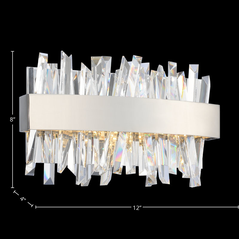 Glacier 1 LT Chrome Vanity Light Allegri, 1080 Lumens, 8" H x 12" W x 4" D, 12 W