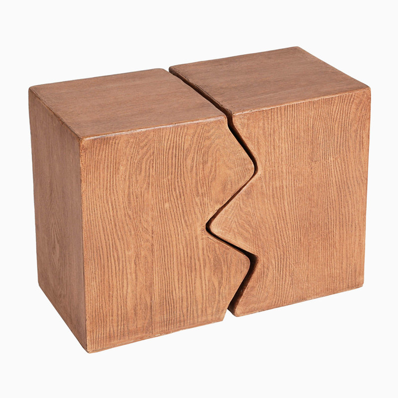 Table d'appoint MGO, ensemble de 2 tables d'appoint rectangulaires d'extérieur, tabourets de jardin décoratifs pour l'intérieur et l'extérieur, table d'appoint, table d'appoint de patio, table de bout gigogne, simili bois naturel