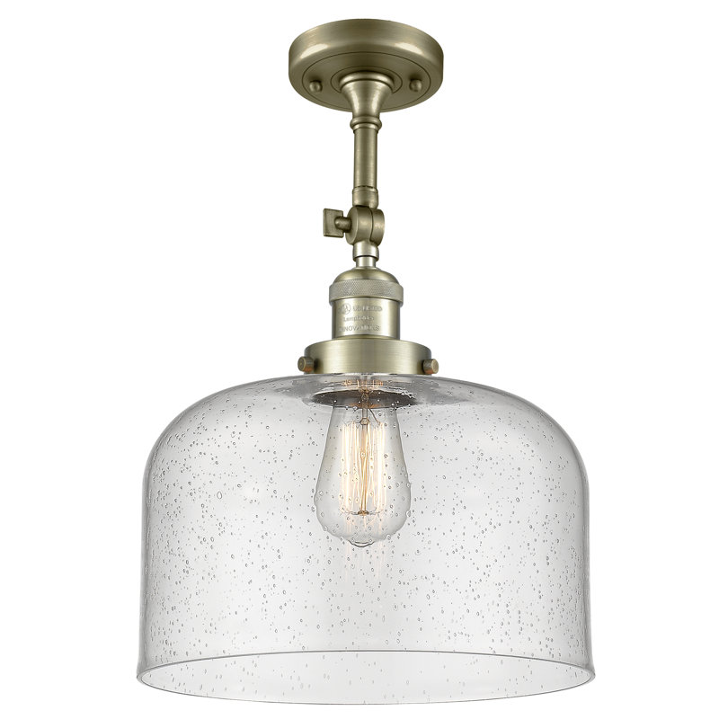 Plafonnier semi-encastré 1 lumière 12 po Temescal, Ampoule DEL 6 watts Vinage, Grainé, Laiton antique
